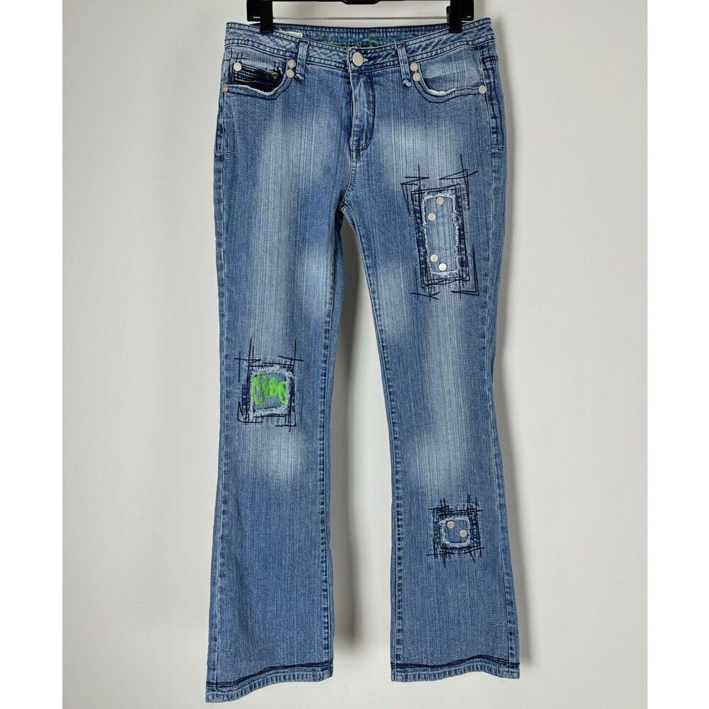 Vintage Y2K Pepe Jeans London Flared Leg Graffiti Studded Patchwork Pants 31